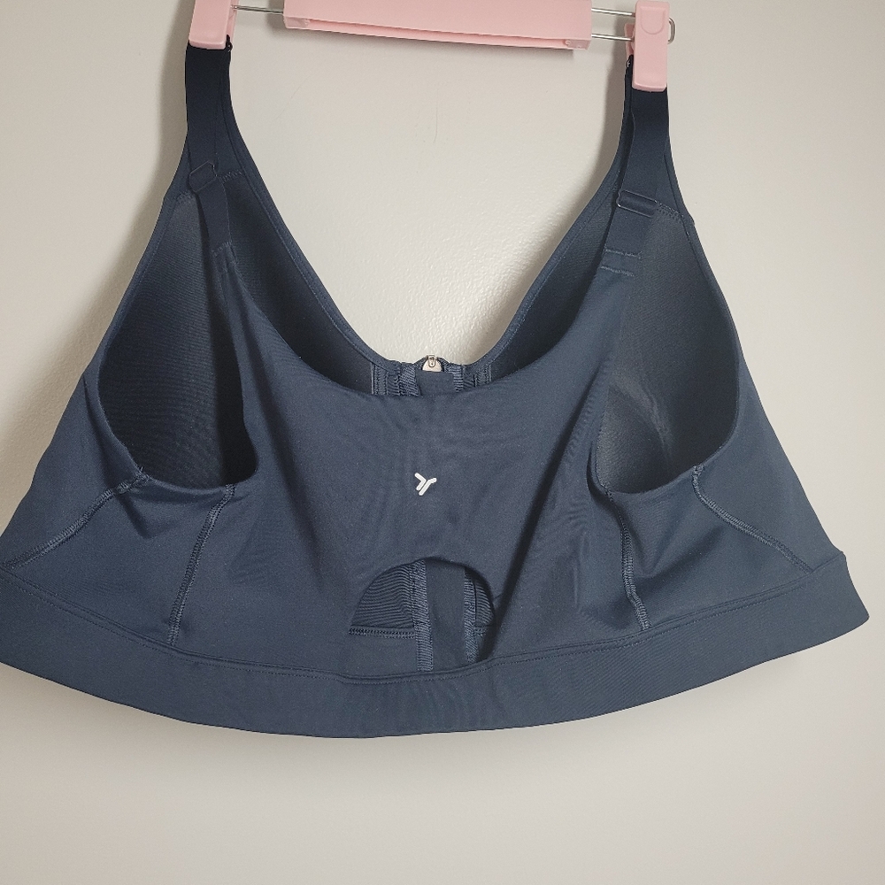 Old Navy Zip-Front Go Dry Lightly Padded Sports Bra Navy Blue 44DD - Picture 2 of 7